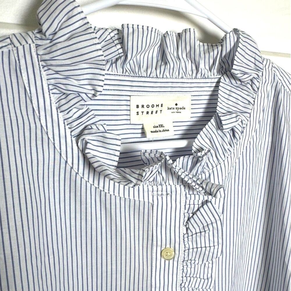Kate Spade New York Broome Street Striped Ruffle Neck Shirt XXL NWT Plus Size
